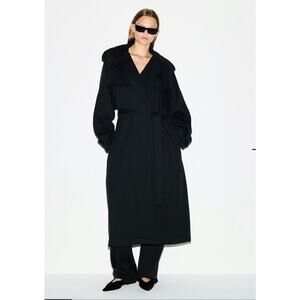 NWT $248 Skims Boyfriend Fleece Oversized Trench Coat In Washed Onyx Size Small
